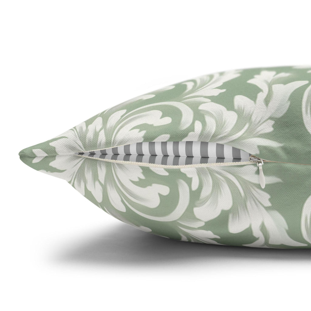 Damask Muted Green Pillow Cover, Elegant Square Cushion Cover