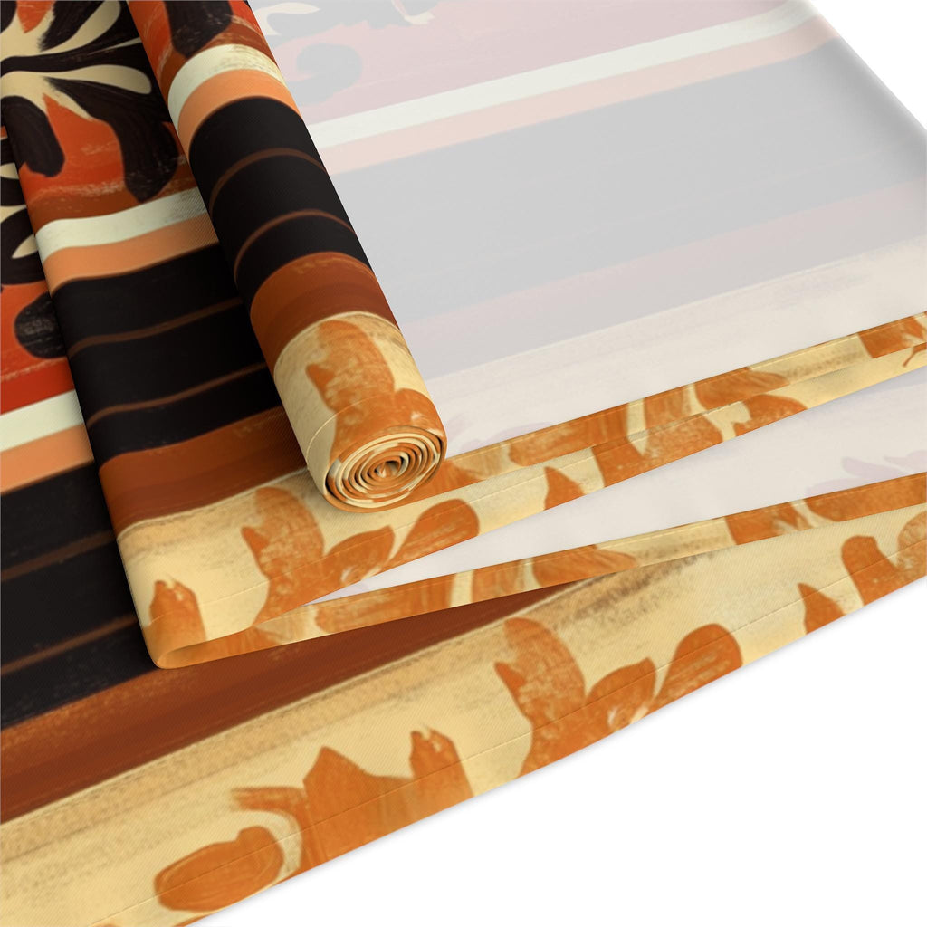 Table Runner: Pumpkin Spice Stripes with Damask - Fall Decor