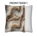 Modern Abstract Pillow Cover: Brown Marble Look with Gold Color Accents