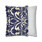 Art Nouveau Floral Pillow Cover, Deep Blue on Off-White