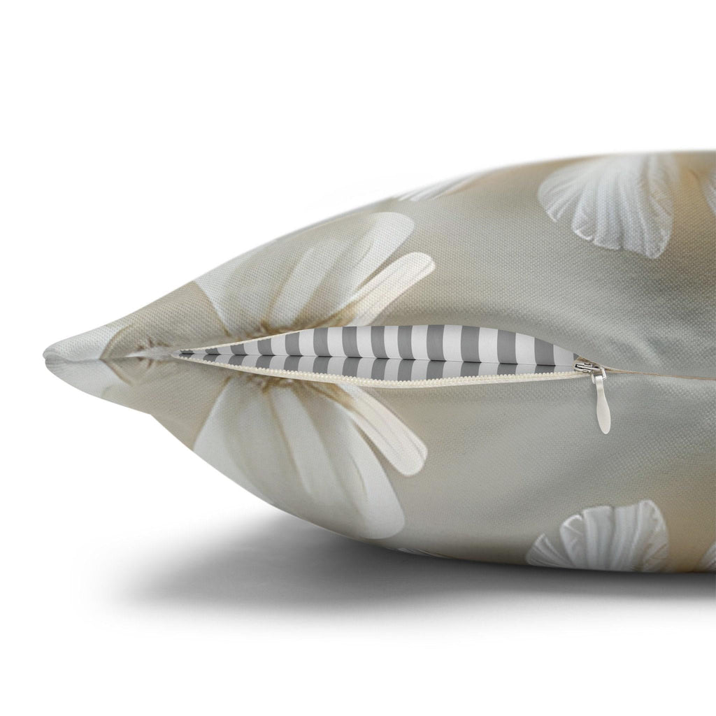 Floral Pillow Cover: Cream, Ivory & Blue Blossoms, Elegant Home Decor