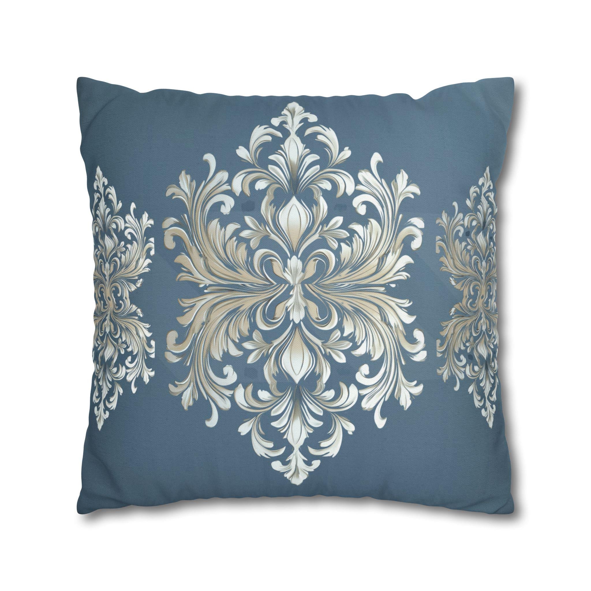 Elegant Teal Damask Pillowcase: Baroque-Inspired Floral Cushion Cover for Luxurious Home Decor
