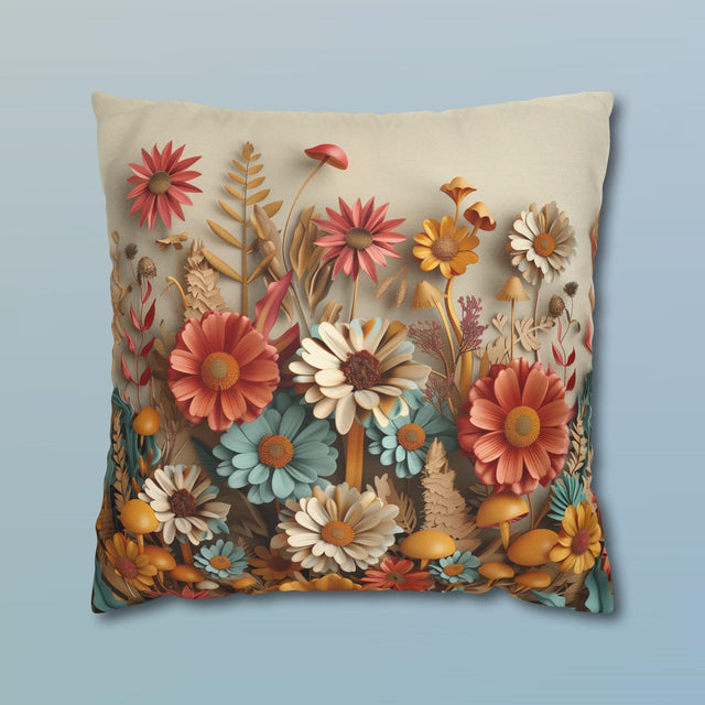 Floral Botanical Garden Pillow Cover: Warm Tone Accent Cushion