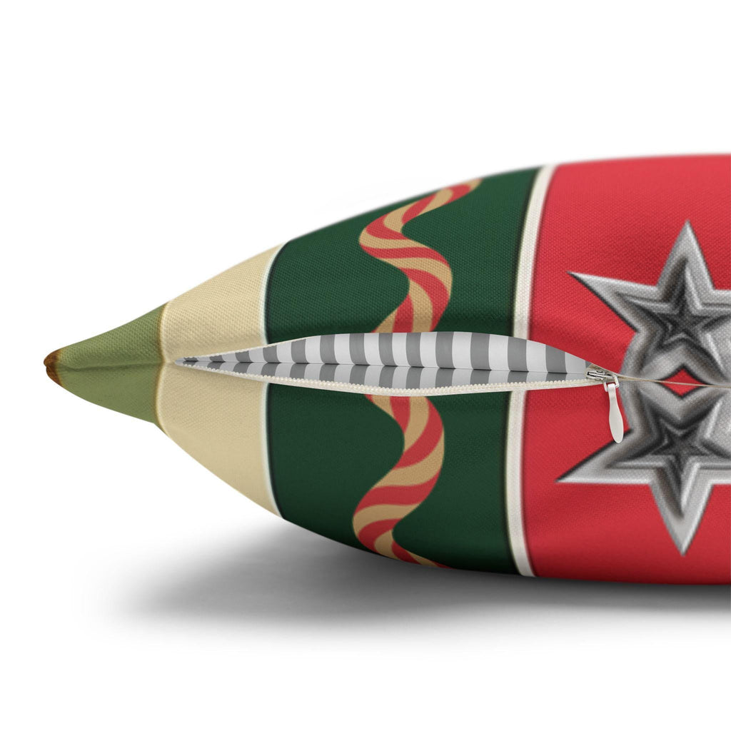 Kitschmas Retro Christmas Pillow Cover: Vintage Style Holiday Stripe & Star Pattern