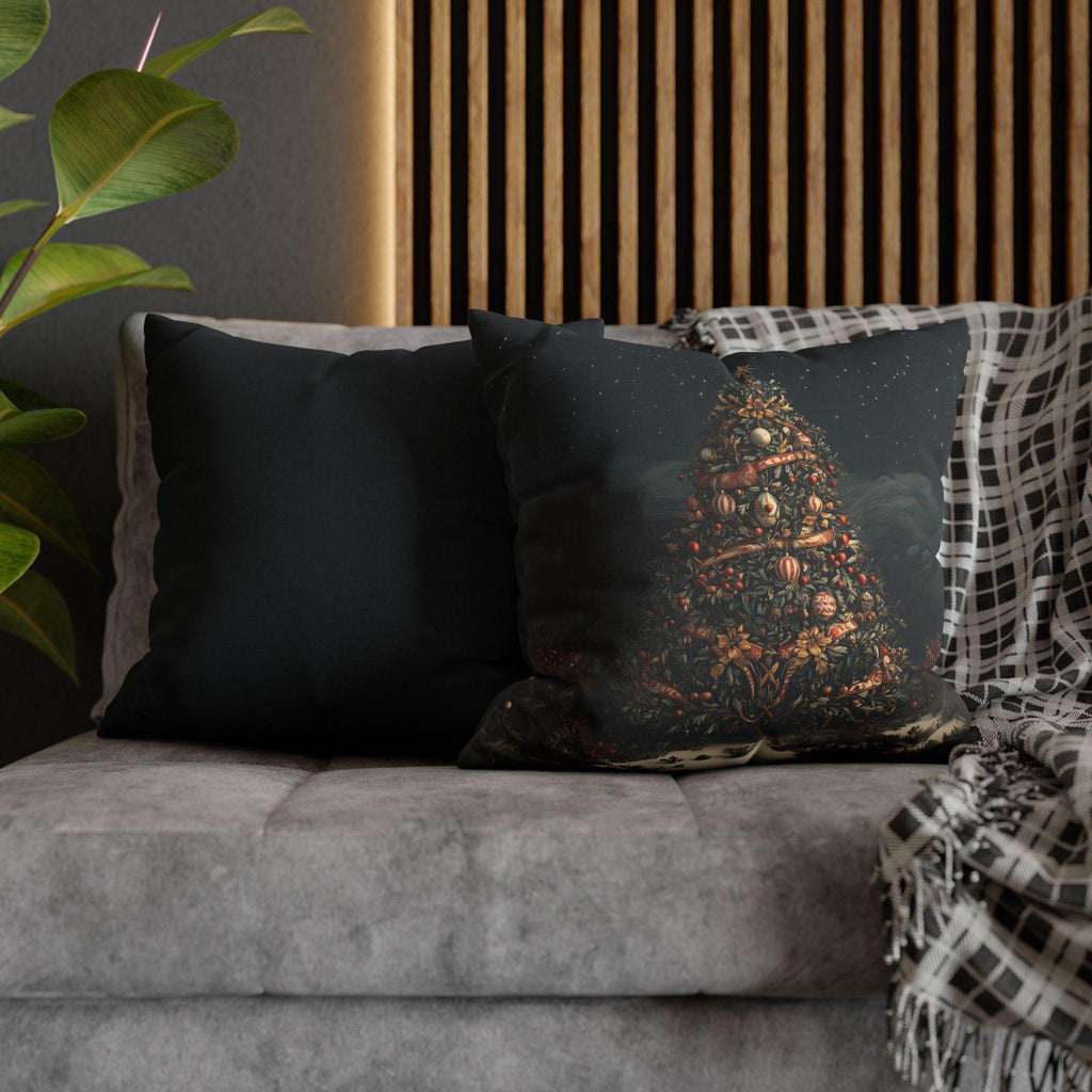 William Morris Christmas Tree Pillow Cover, Starry Desert Night Red Gold Cream Cushion Cover