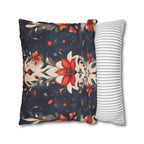 Fleur de Lis Poinsettia Pillow Cover, Holiday Floral on Navy