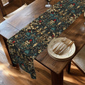 Art Nouveau Christmas Table Runner: Ornate Gold Botanical Holiday Dining Decor