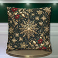 Elegant Emerald Poinsettia & Snowflake Euro Sham: Festive Holiday Pillow Cover (24x24, 26x26)