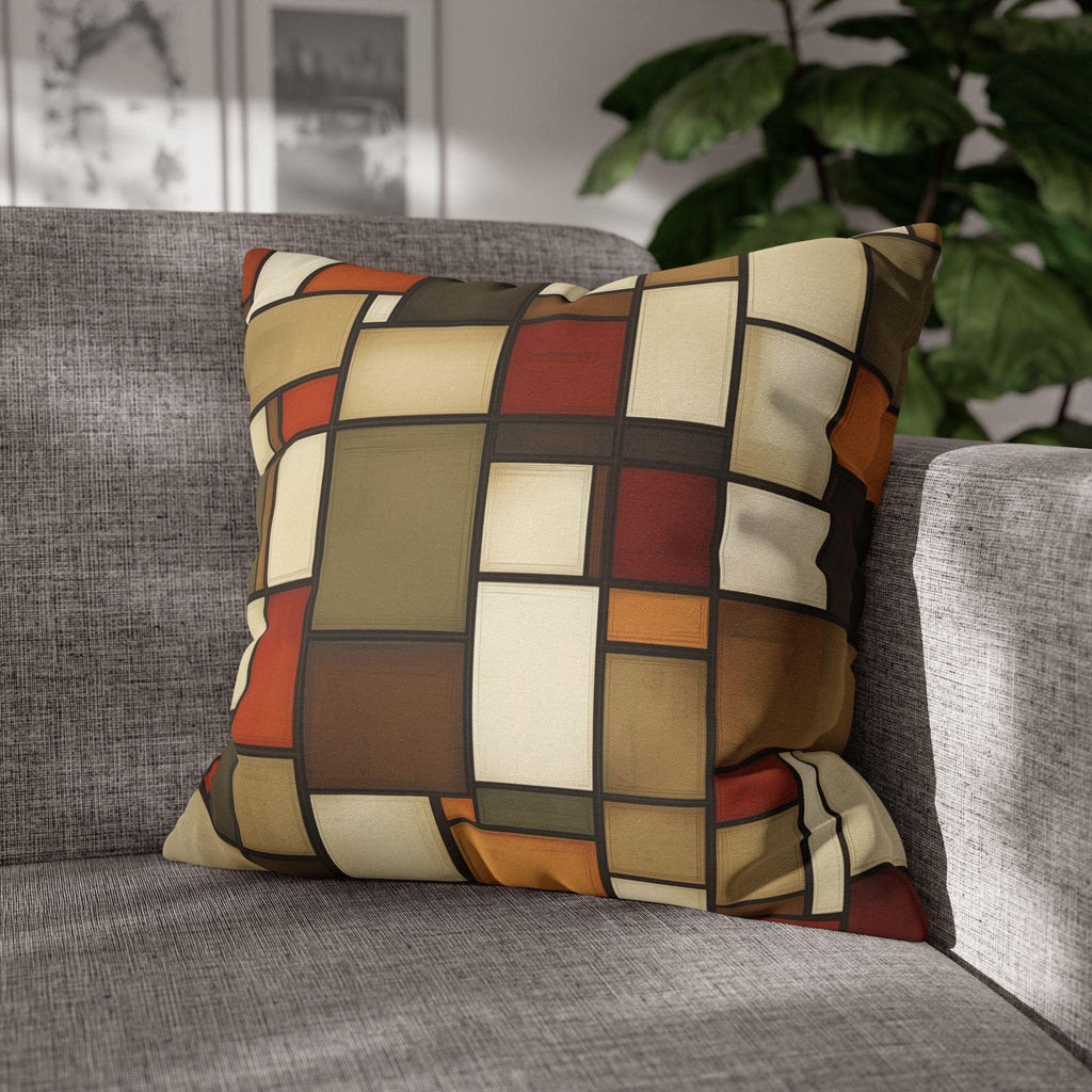 Geometric Stained Glass Inspired Pillowcase: Modern Abstract Art Cushion Cover for Cozy Home Decor
