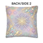 Pastel Snowflake Pillow Cover: Coquette Christmas Decor, Dreamy Lilac Mint Winter