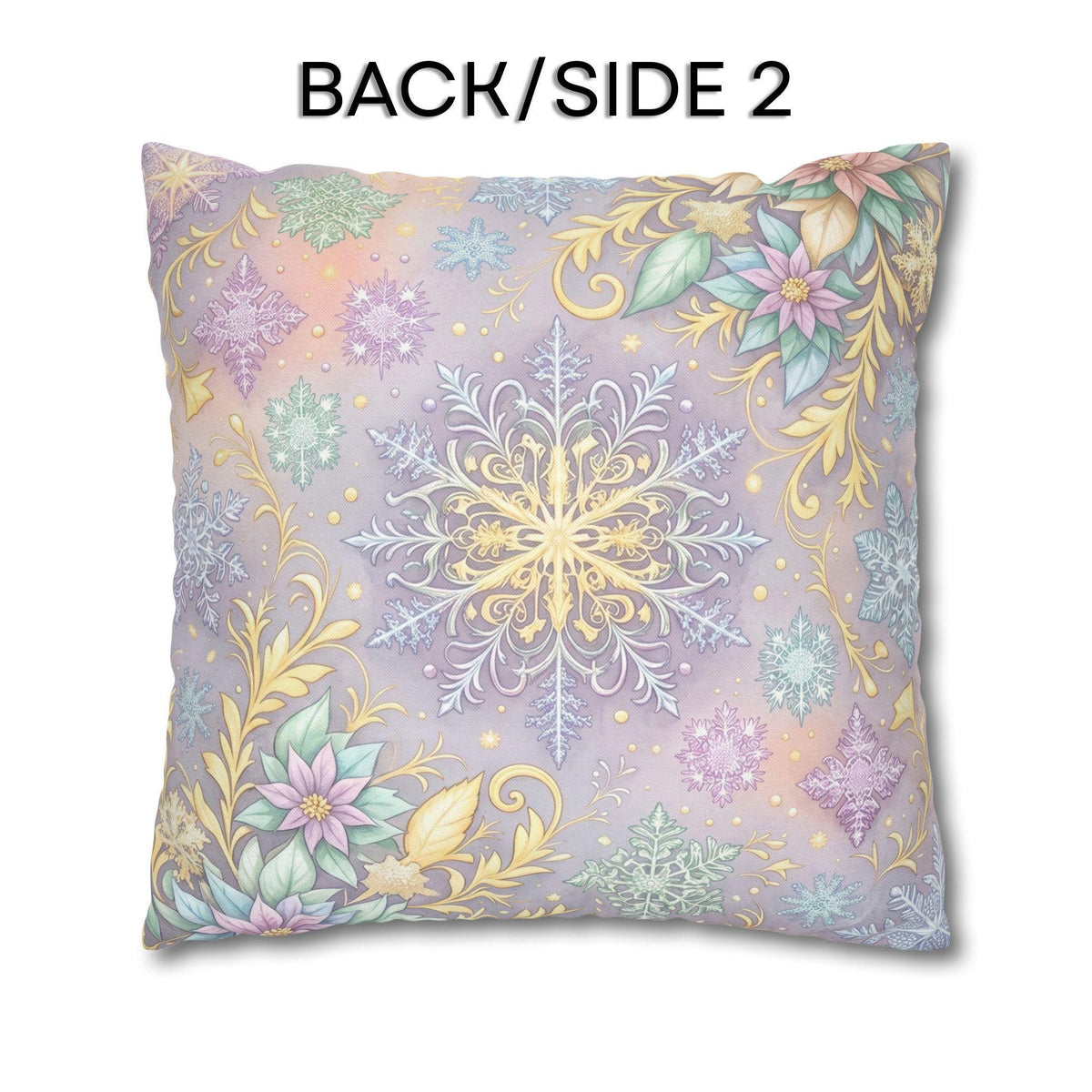 Pastel Snowflake Pillow Cover: Coquette Christmas Decor, Dreamy Lilac Mint Winter