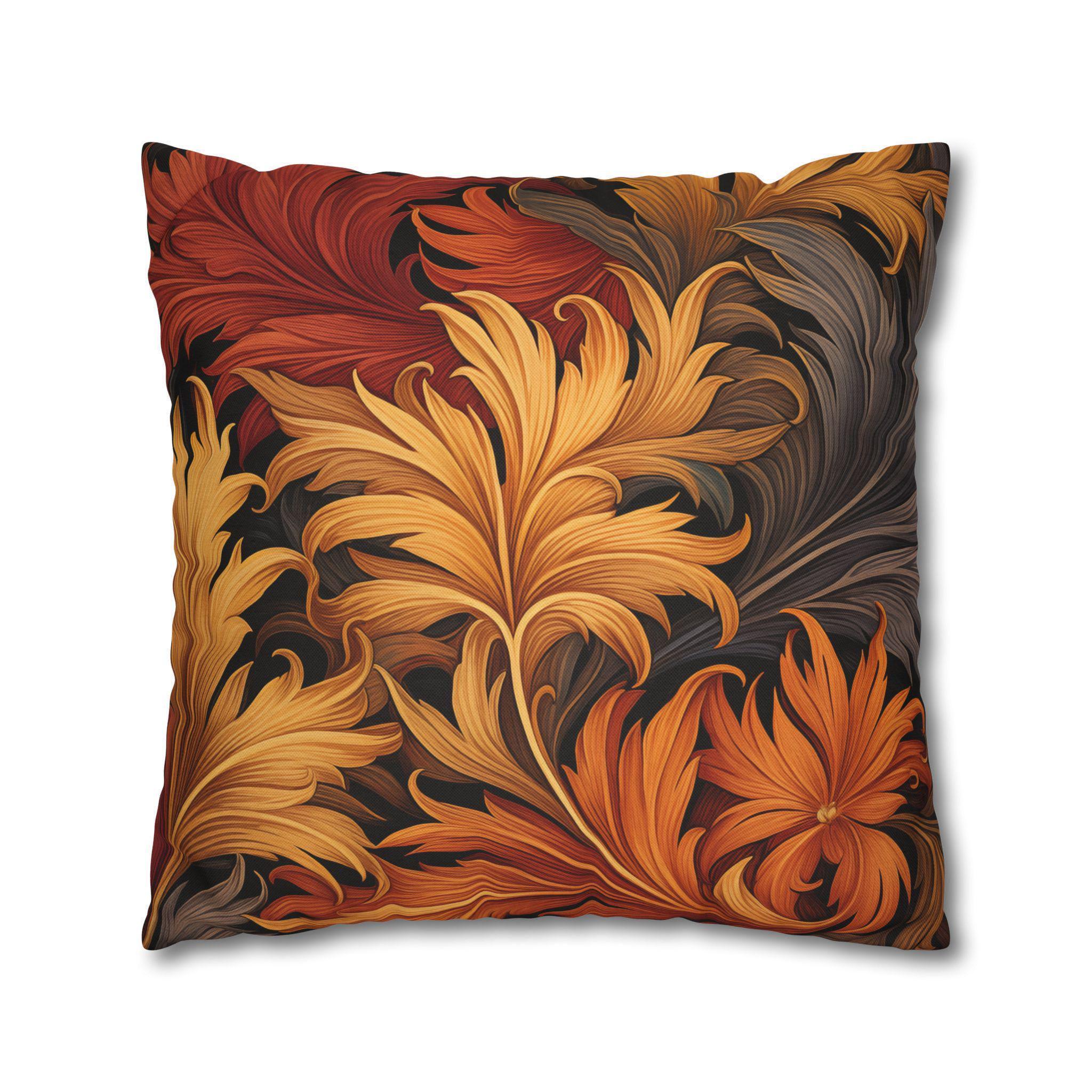 Vintage-Inspired William Morris Fall Leaves Pillow Cover: Tapestry-Style Autumn Decor Cushion