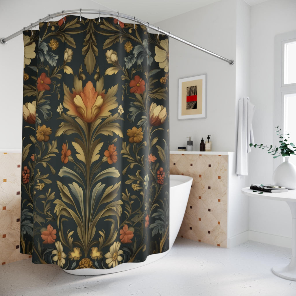 William Morris Botanical Shower Curtain: Golden Ochre Floral Tapestry