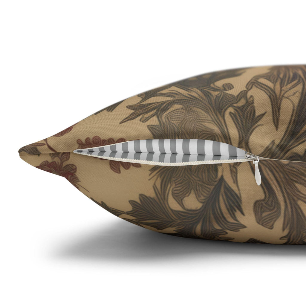 William Morris Christmas Tree Pillow Cover: Quilted Look Navy, Red & Gold Botanicals