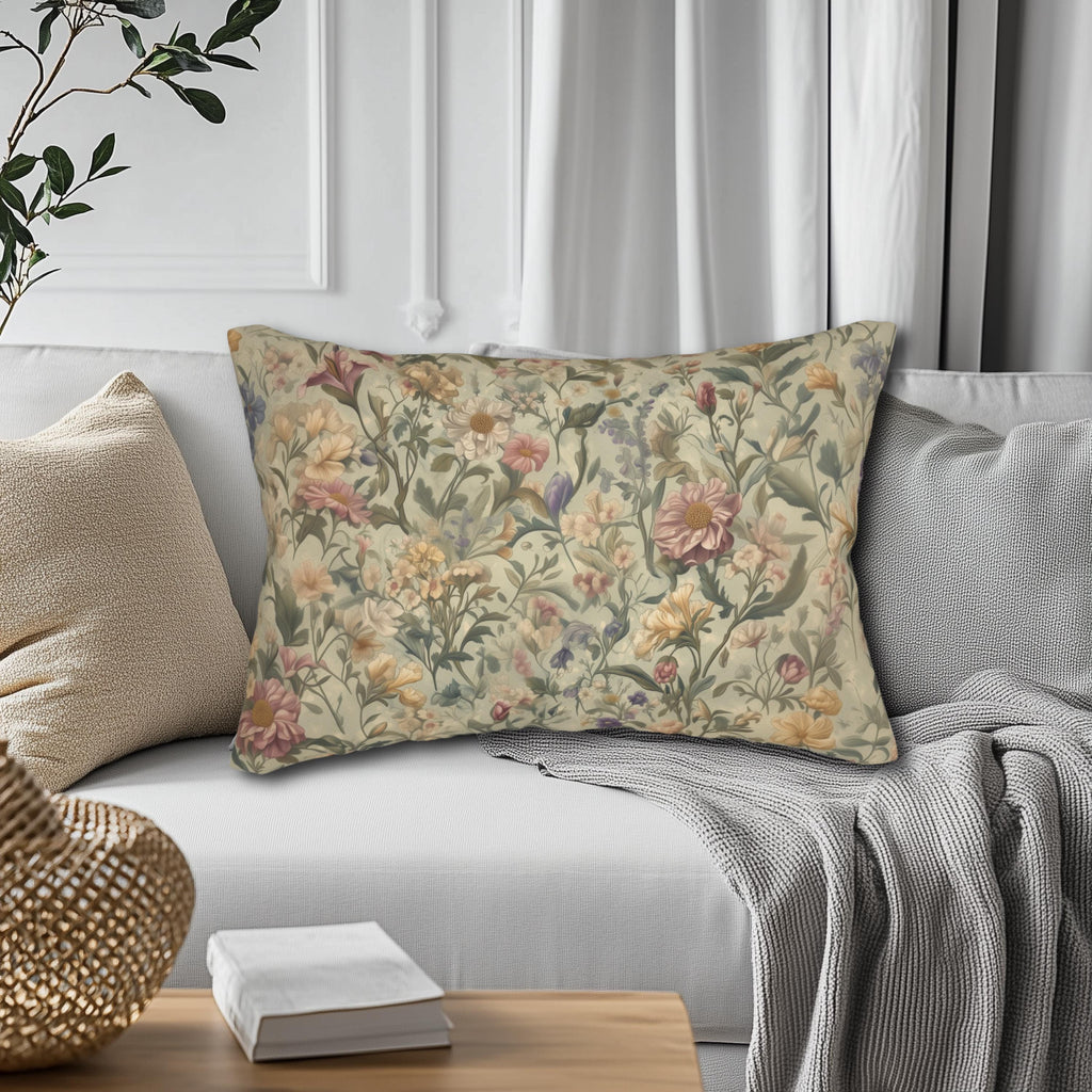 William Morris Inspired Botanical Tapestry Lumbar Pillow: Vintage Style Arts & Crafts Floral