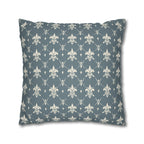 Elegant Fleur de Lis Pillow Cover: French Chateau Diamond Lattice Pattern in Soft Blue-Gray
