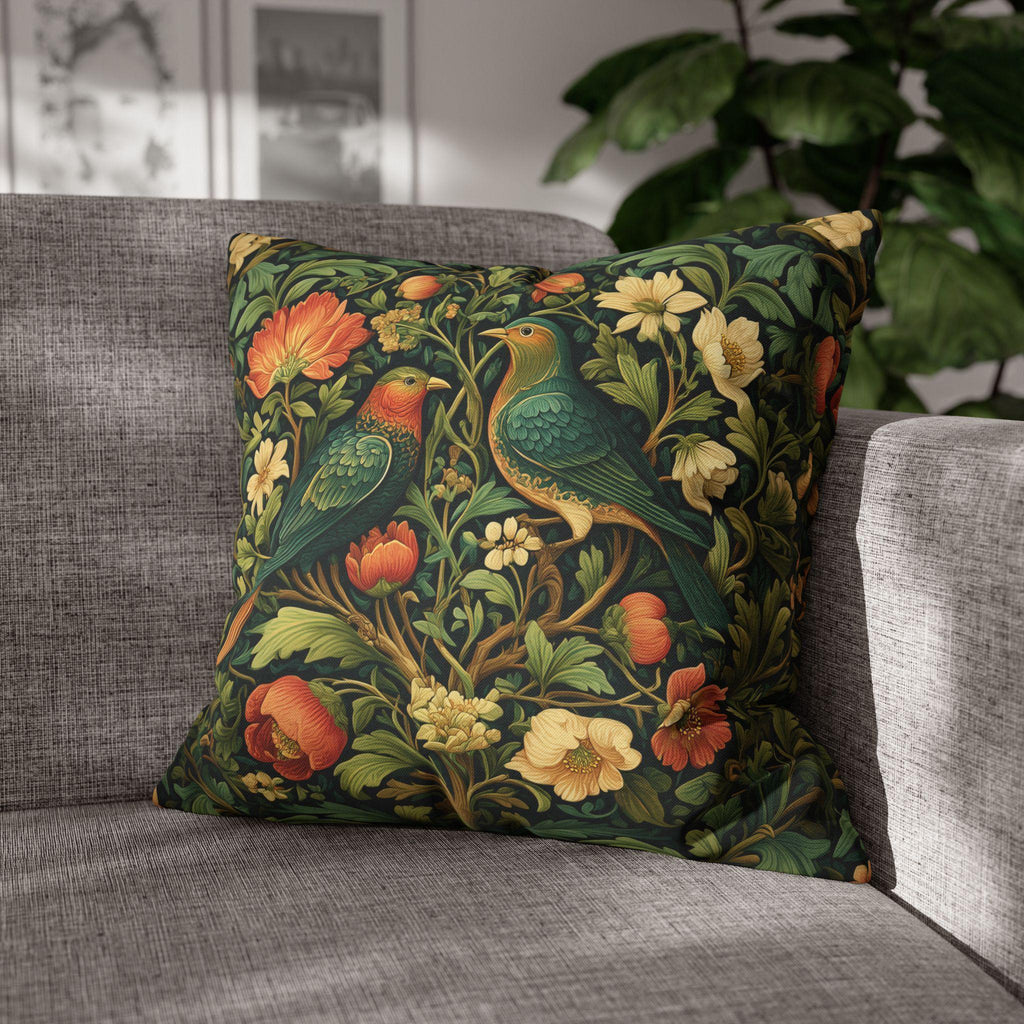 William Morris Love Birds Pillow Cover: Vintage Style Arts & Crafts Floral Cushion