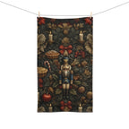 William Morris Christmas Nutcracker Hand Towel: Charcoal Red & Gold Holiday Botanical Kitchen Decor