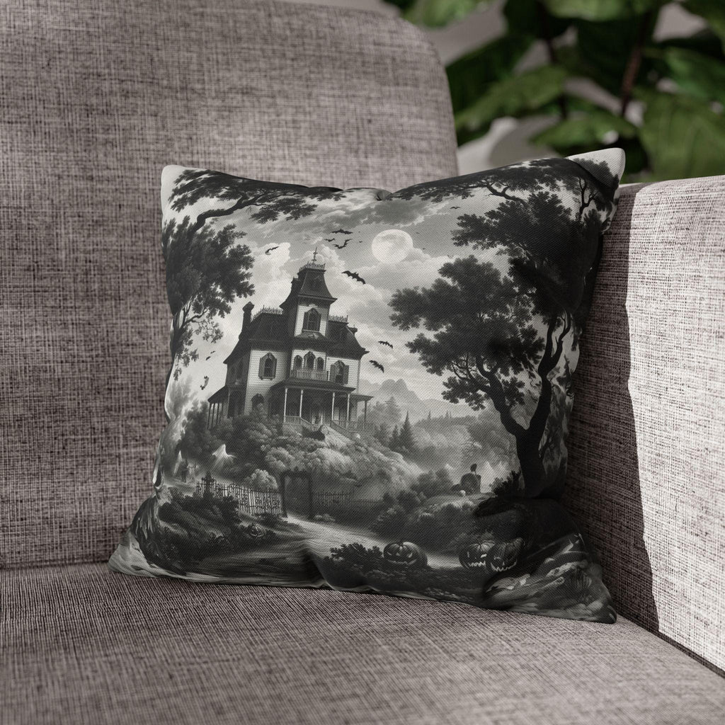 Halloween Toile Pillow Cover: Black and Cream Quietly Spooky Decor