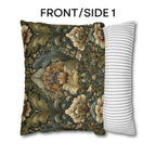 Botanical Damask Throw Pillow Cover: Moody Sage, Teal and Cream Floral