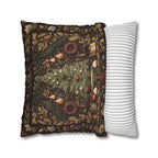 William Morris Christmas Tree Pillow Cover: Burgundy Holiday Tapestry Look