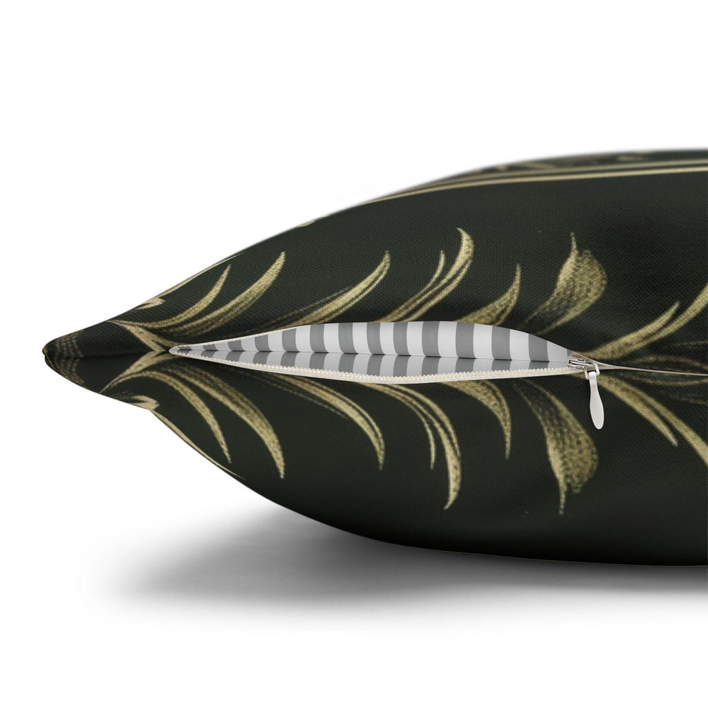Elegant Dark Emerald Green Christmas Pillow Cover with Golden Snowflakes: Luxurious Holiday Decor