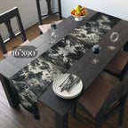 Halloween Toile Table Runner: Haunted House, Crows, and Black Cat in Monochrome