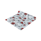 Table Runner: Romantic Red Flowers and Silver Vines