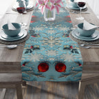 Winter Wonderland Table Runner Blue Aqua & Red Christmas Dining Holiday Centerpiece Festive Design