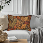 Vintage-Inspired William Morris Fall Leaf Lumbar Pillow: Autumn Harvest Tapestry Accent