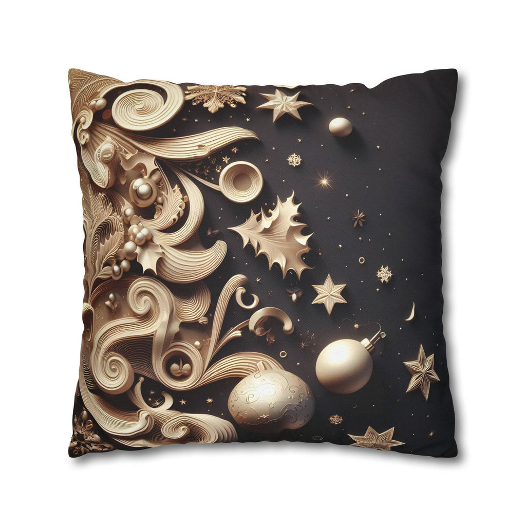 Christmas Pillow Cover: Beige Holiday Motifs, Starry Sky