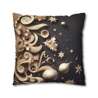 Christmas Pillow Cover: Beige Holiday Motifs, Starry Sky