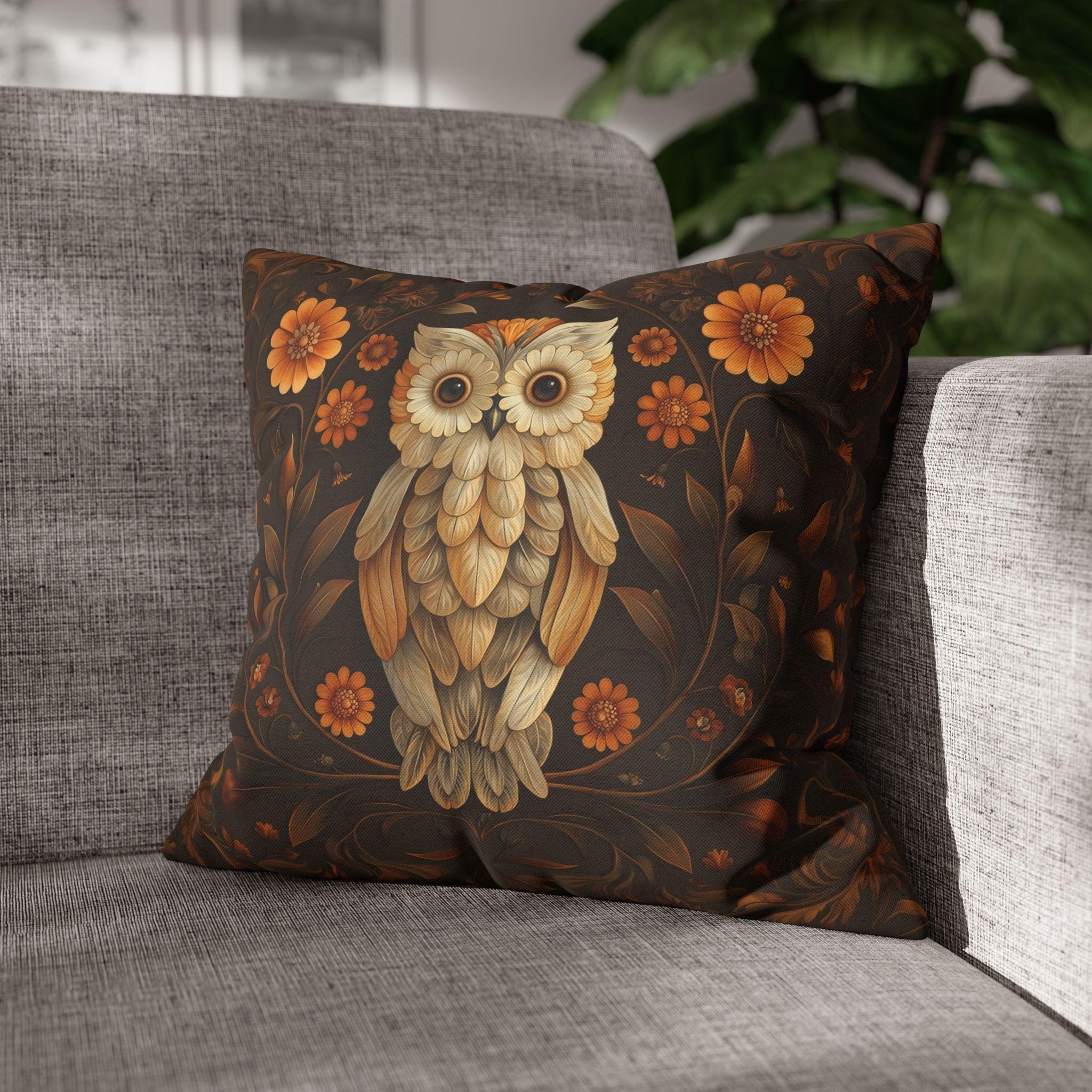 William Morris Owl Pillow Cover: Whimsical Woodland Animal Decor