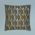 Art Deco Pillow Cover: Metallic Gold Trellis, Dark Gray Cushion