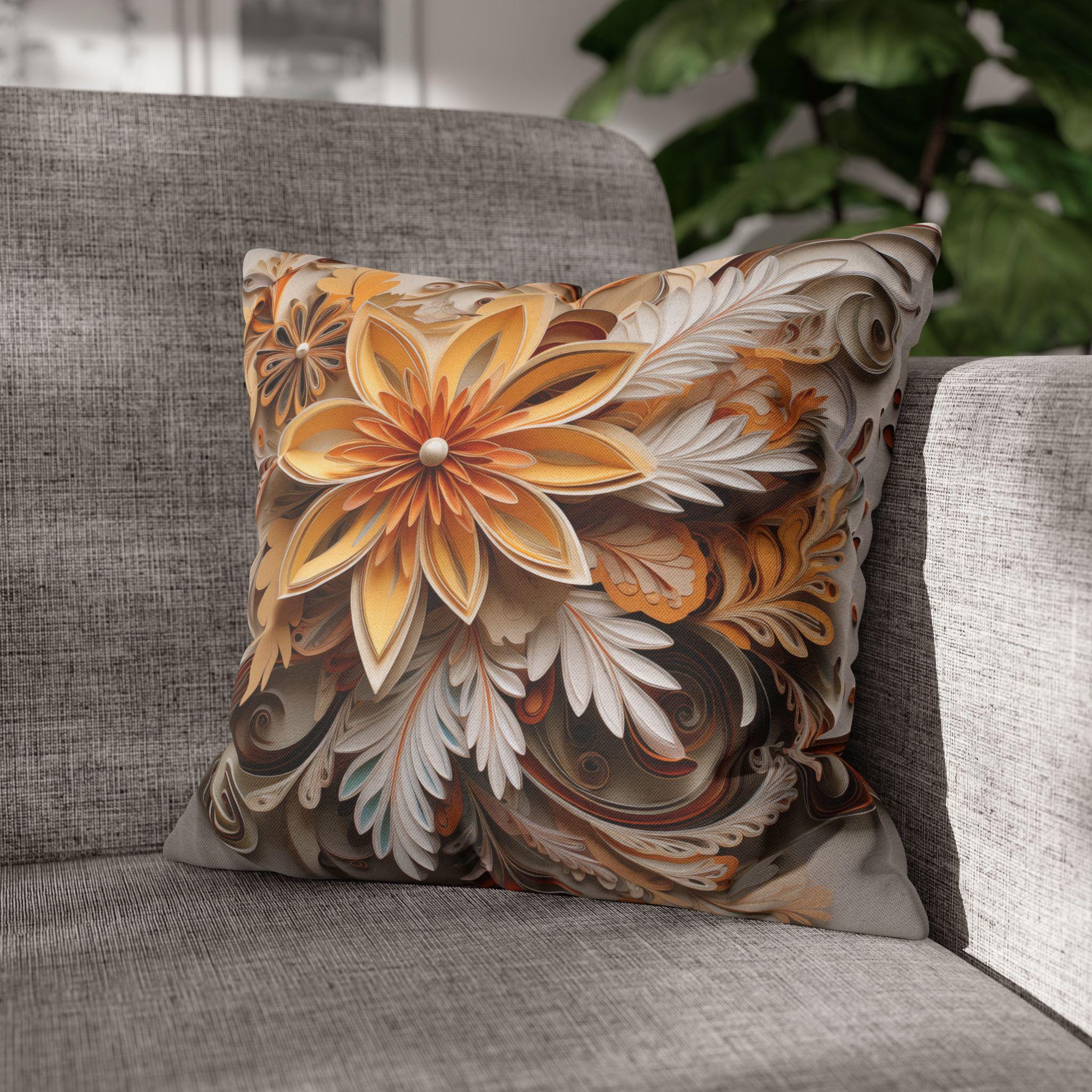 Autumn Chrysanthemum Pillow Cover, Fall Floral Accent Cushion