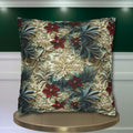 Luxurious Poinsettia Floral Pillow Cover: Elegant Red, Gold & Green Holiday Home Decor Accent