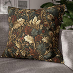 Fall Leaves Pattern Pillow Cover: Vintage Botanical Accent Cushion in Rust, Blue, and Cream