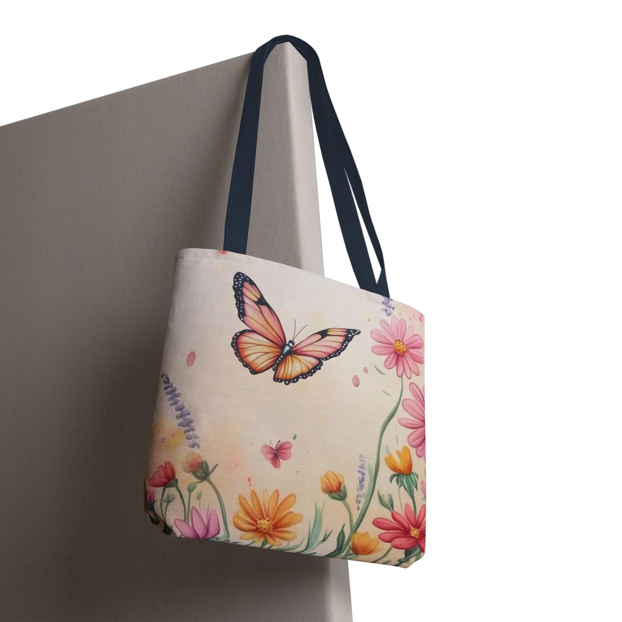 Monarch Butterfly Garden Tote: Floral Spring Nature Bag