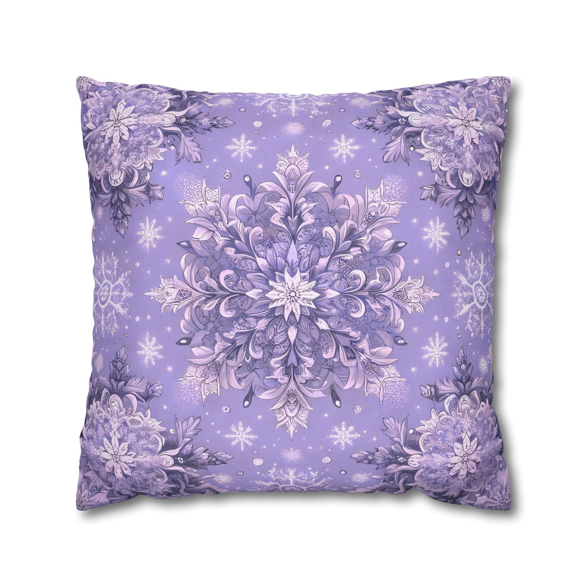 Vintage Style Lavender Snowflake Pillow Cover, Elegant Winter Home Decor