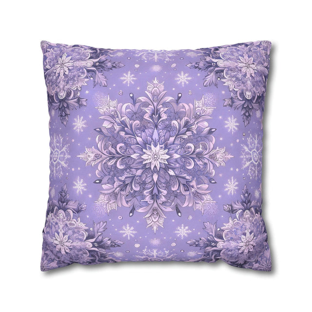 Vintage Style Lavender Snowflake Pillow Cover, Elegant Winter Home Decor