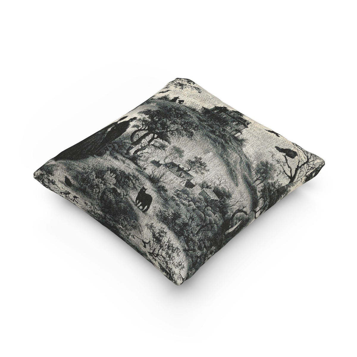 Gothic Toile Tapestry Throw Pillow: Haunted Victorian House, Jacquard Woven Decor