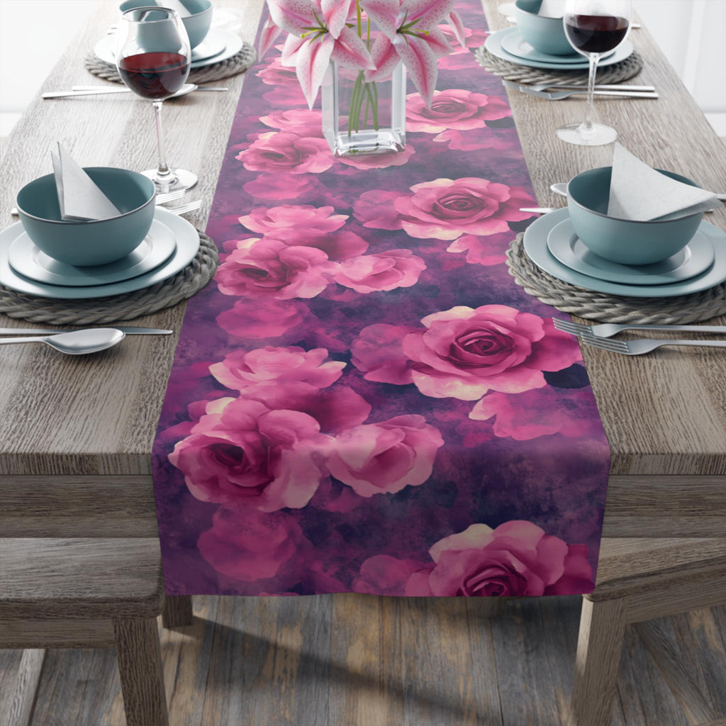 Table Runner, Pink Rose, Purple and Magenta Dining Table Decor