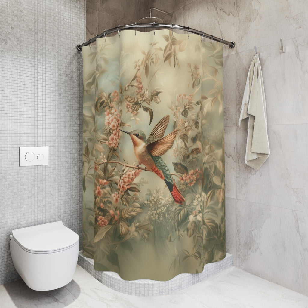 William Morris Hummingbird Shower Curtain: Botanical Arts & Crafts Design