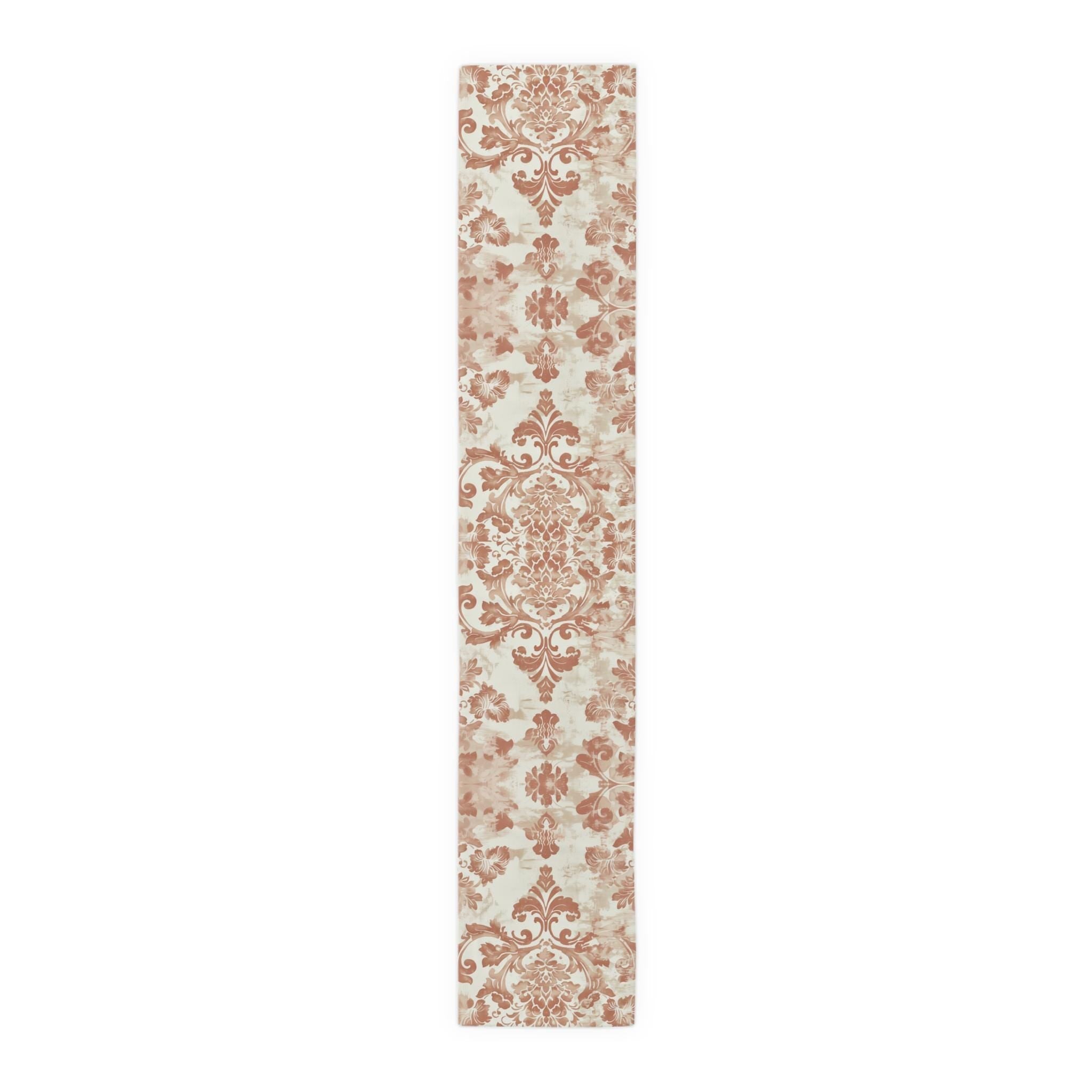 Vintage Style French Country Table Runner: Distressed Damask Cotton Rustic Farmhouse Dining Decor