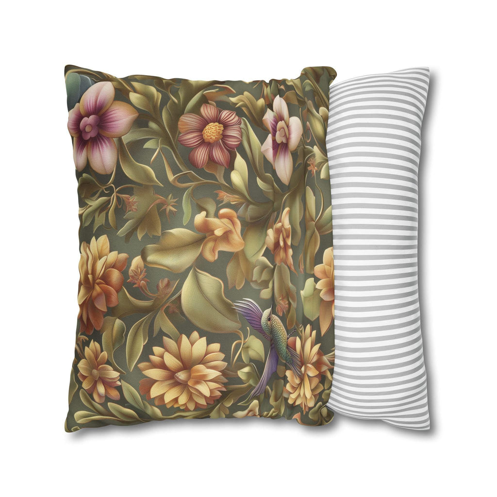 William Morris Botanical Hummingbird Throw Pillow Cover: Floral Vintage Style