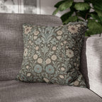 William Morris Inspired Botanical Pillow Cover: Soft Sage, Taupe, Blush Floral Print Accent Case