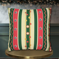 Kitschmas Retro Christmas Pillow Cover: Vintage Style Holiday Stripe & Star Pattern