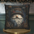 William Morris Inspired Christmas Pillow Cover: Rustic Santa Snowman Woodland Pine & Holly Illustration