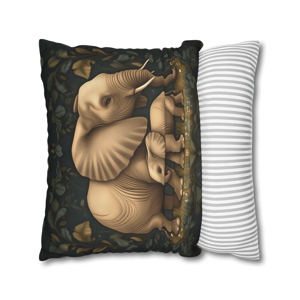 Elephant Pillow Cover: William Morris Botanical Jungle Art