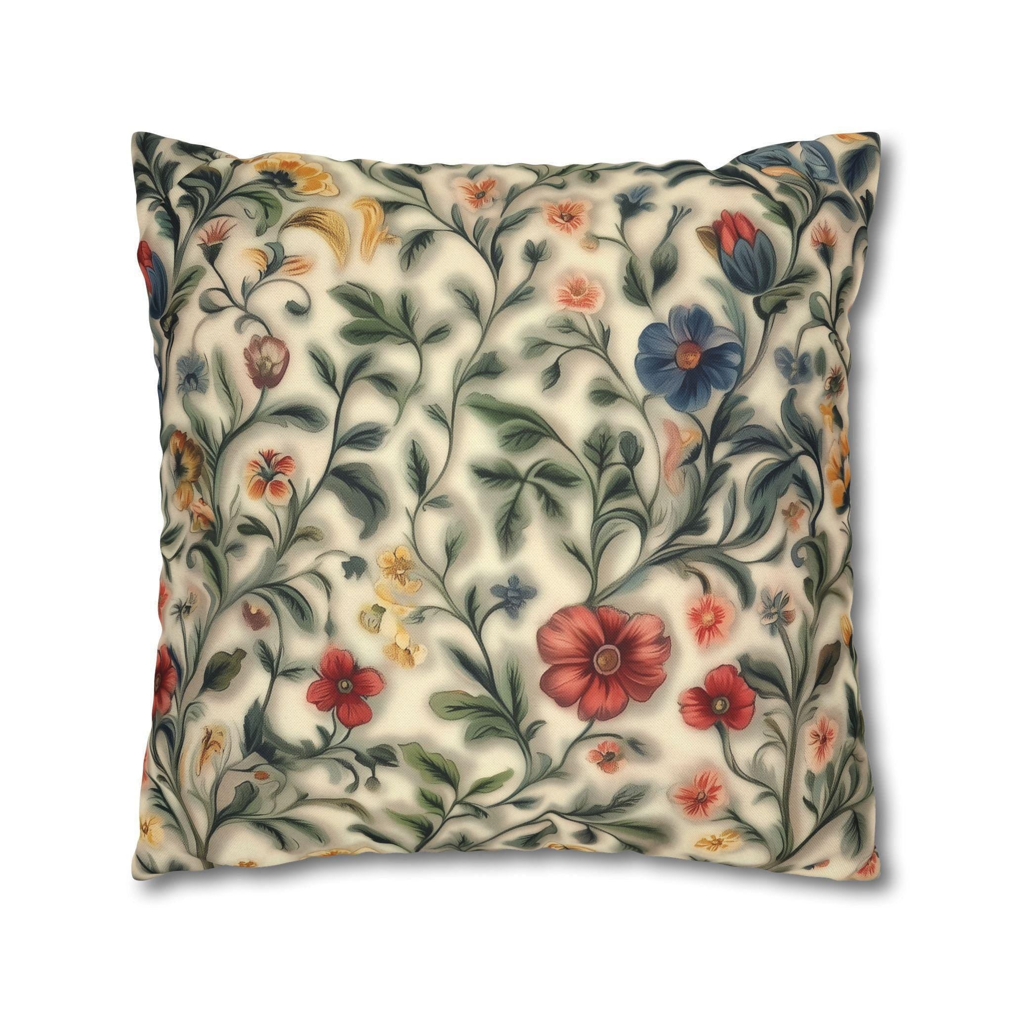 Vintage-Inspired William Morris Botanical Floral Cream Throw Pillow Cover - Soft Garden Cushion